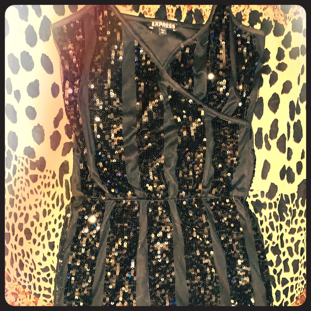 Express black sequin dress